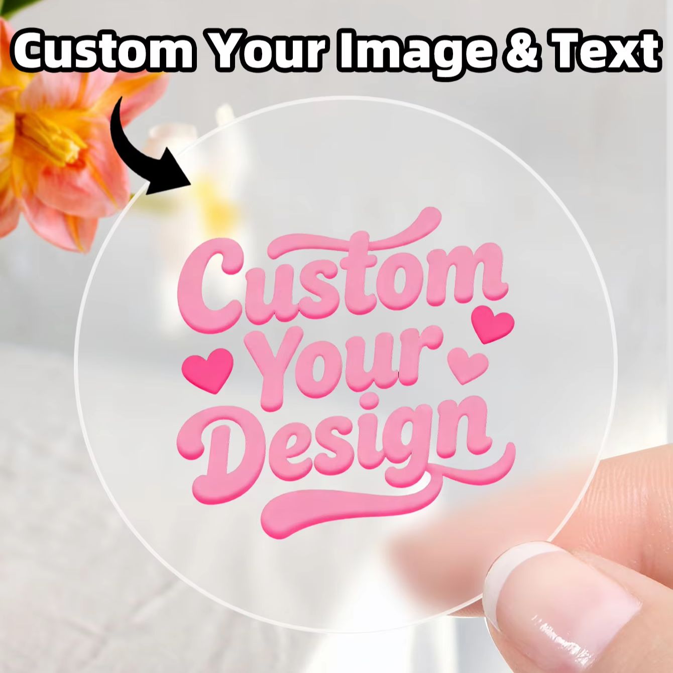 Case With Pencil Holder - 1-90PCS Custom Round Clear Stickers for