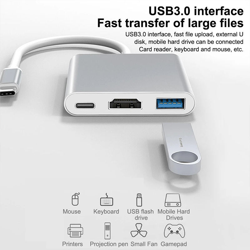 3 in 1 USB Type C Hub to 4K HD - Tablet Ipad Accessories 评论和价格