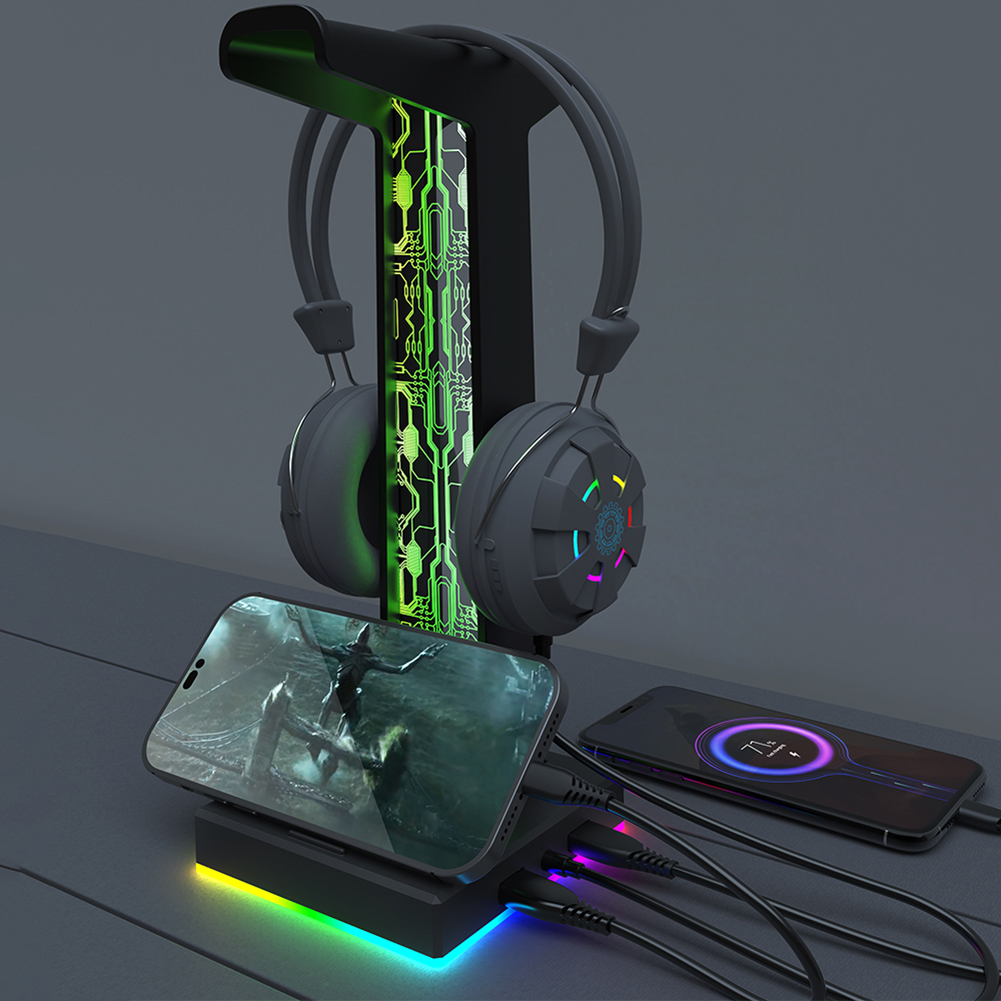 RGB Gaming Headphone Stand Dua - Tablet Accessories Aesthetic 评论和价格