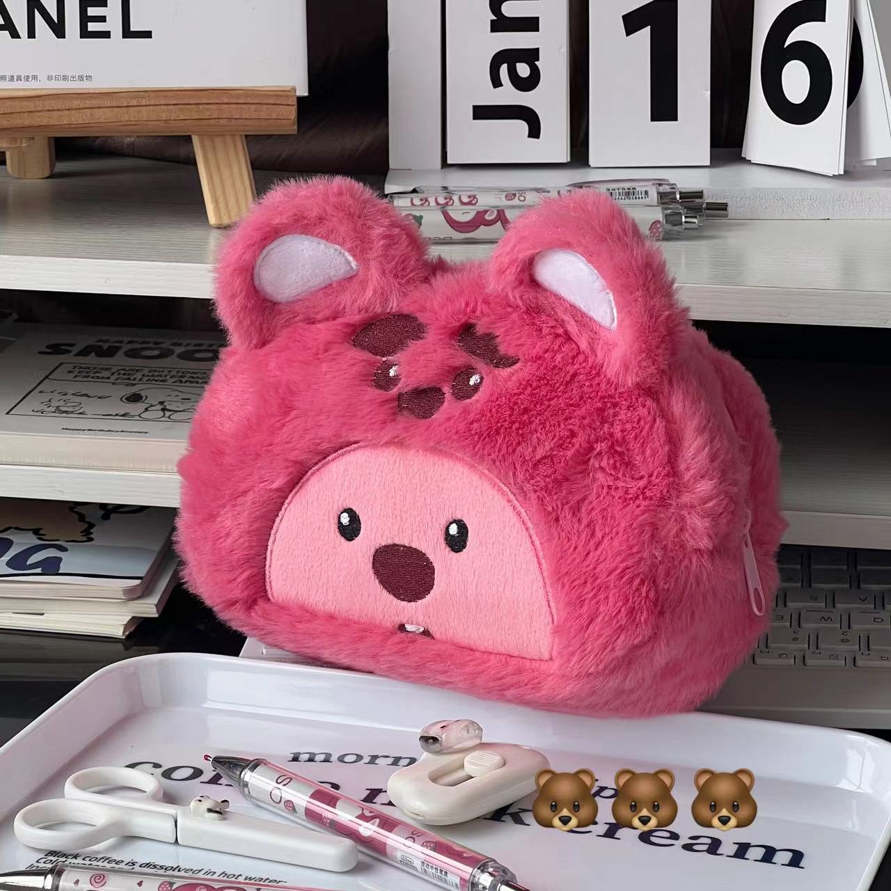 Cartoon Plush Pencil Bag Stude - Case With Pencil Holder 评论和价格